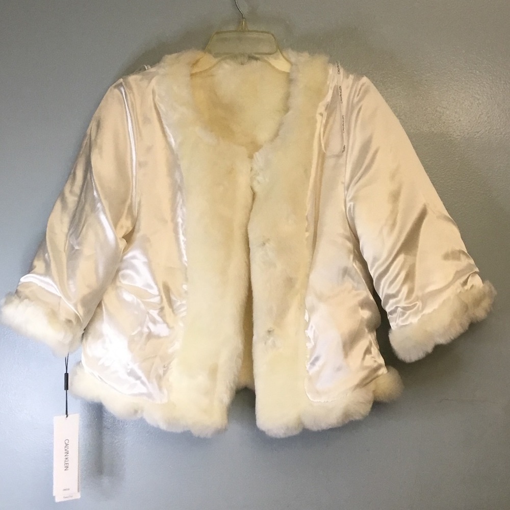 Off white Calvin Klein faux fur jacket size Sm - Picture 14 of 16